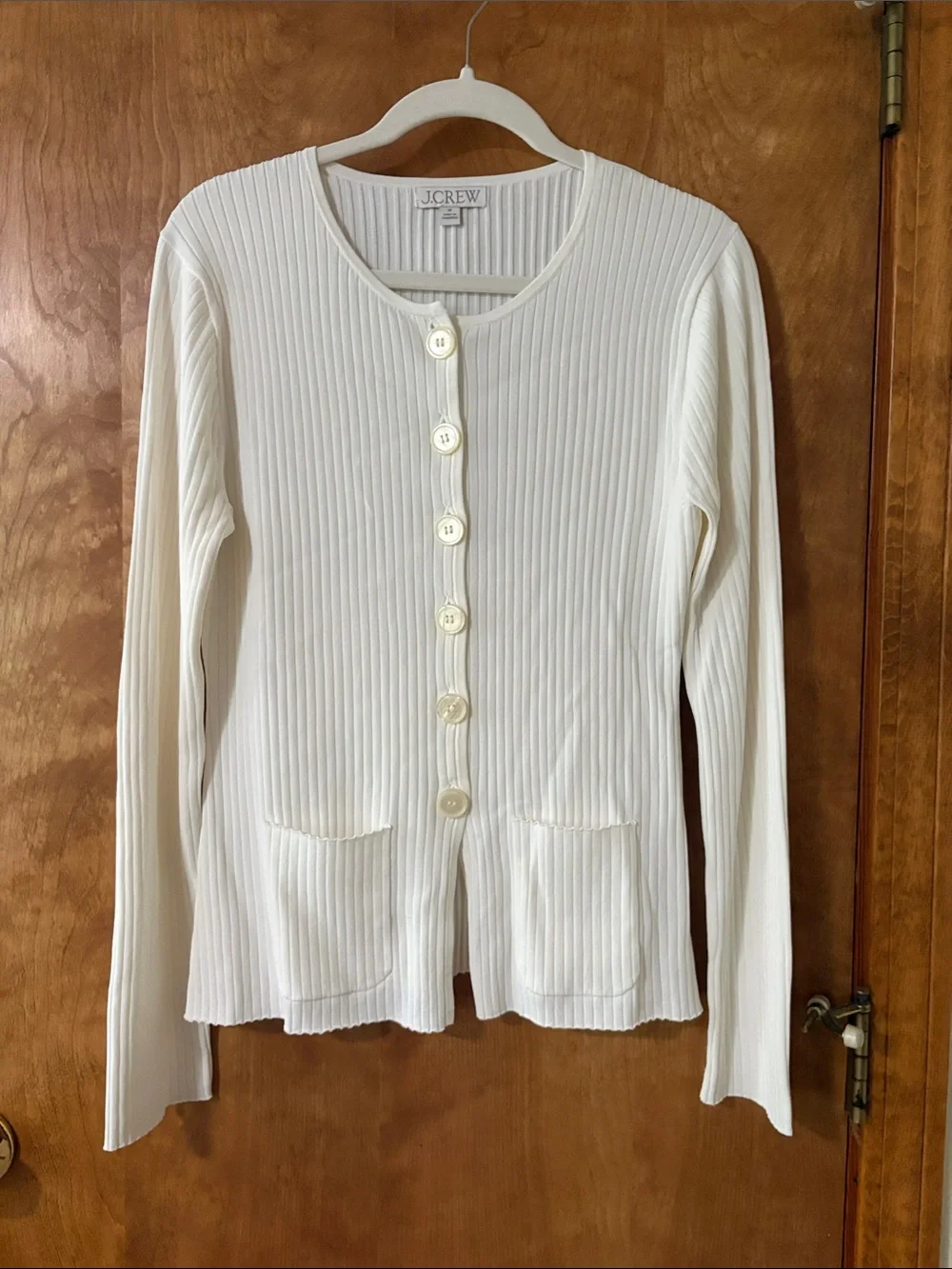 J. Crew Off-White Ribbed Button Cardigan - Picture 1 of 1